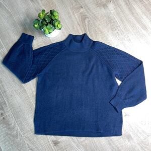Caslon Women's Dark Blue Long Sleeve Mock Turtleneck Sweater Size Large